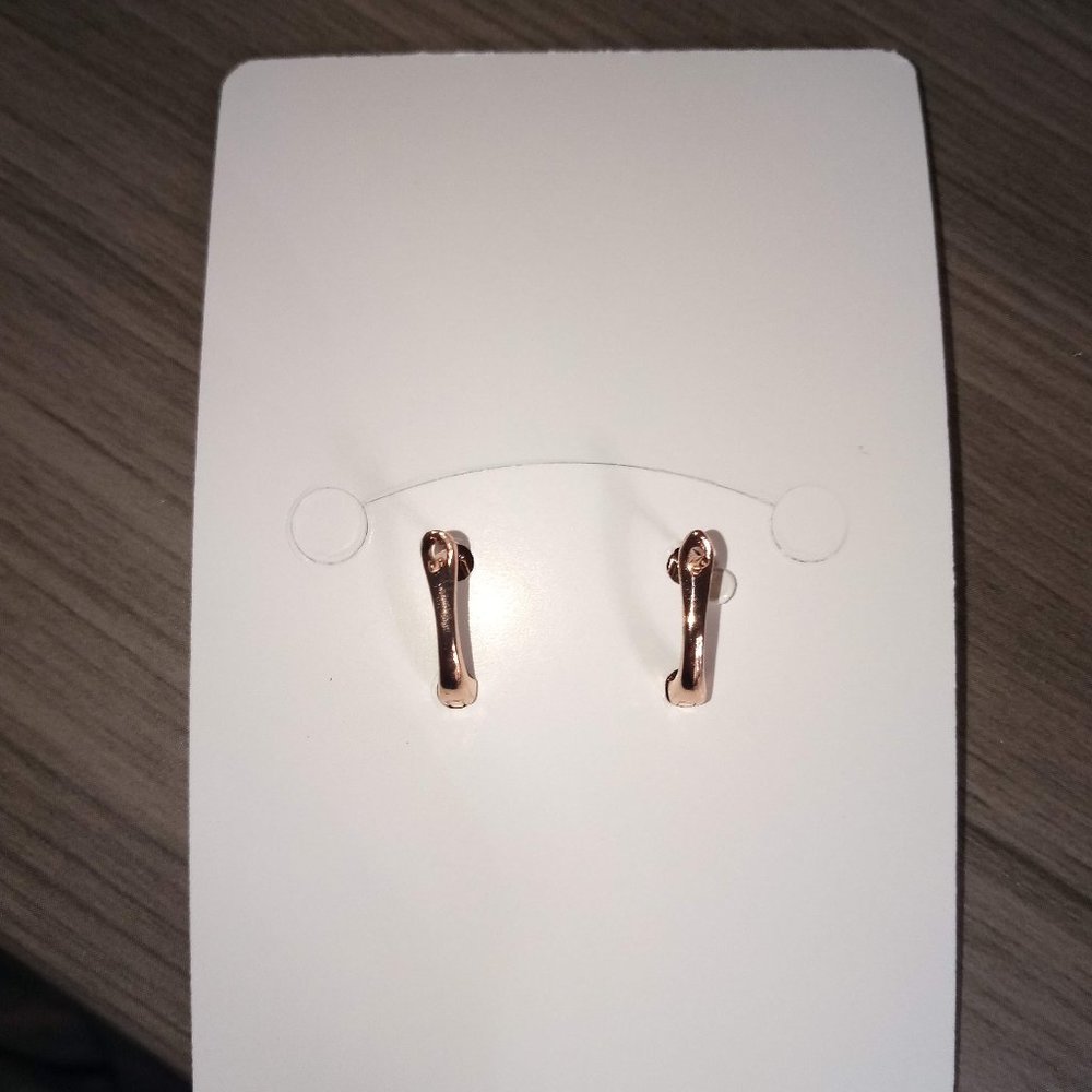 Purple and Rose Gold Geometric Lever Back Earrings - Picture 9 of 9